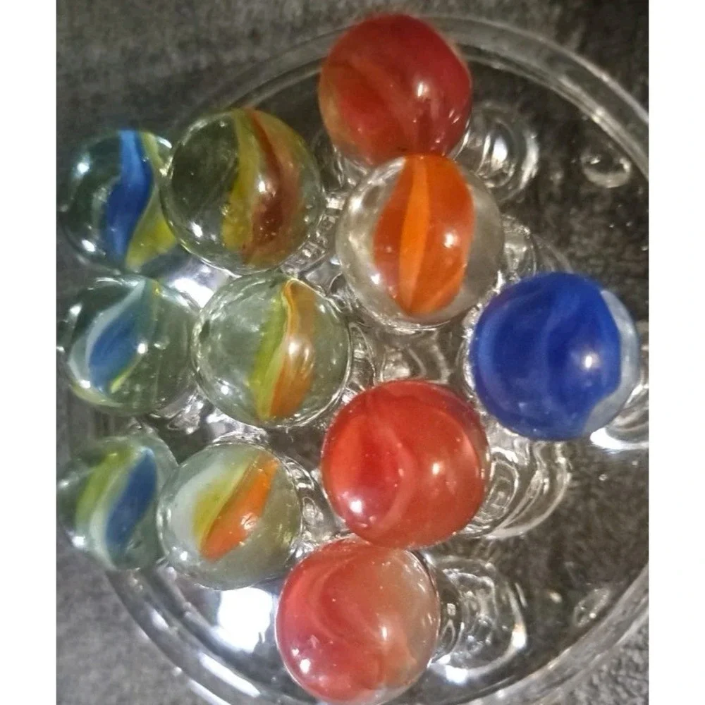 Lot‎ Of 11 Estate Sale Marbles Mixed Color Cats Eyes